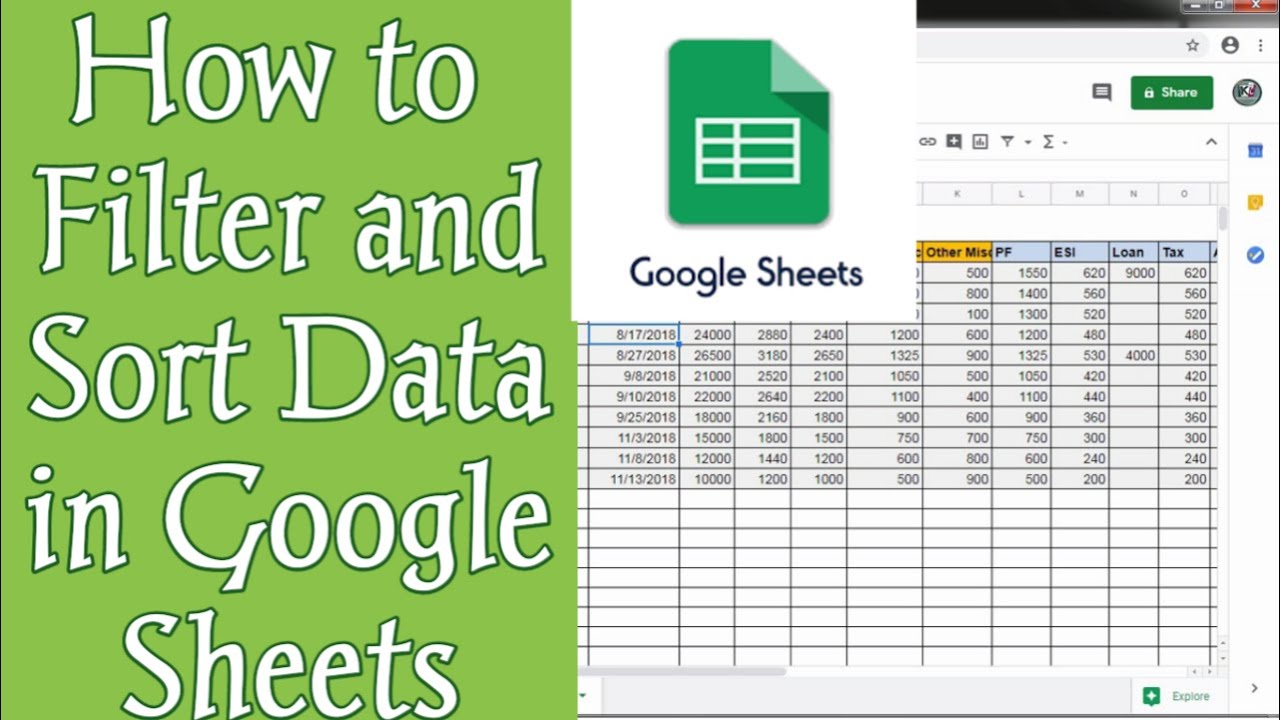 Google Sheet - How to Filter and Sort Data.