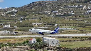 Departure Aegean Airlines from Mykonos / Απογείωση του Aegean από το αεροδρόμιο της Μυκόνου