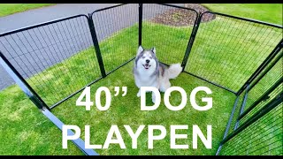 40 inches Tall Dog Pen Indoor Outdoor Exercise Pen Ball Poles Design Barrier with Door
