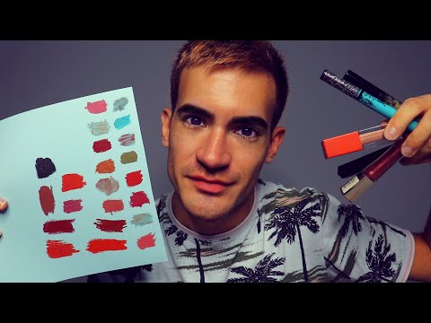 Makeup Counter Shop | Swatching Lipstick & Lip Gloss (ASMR RolePlay)
