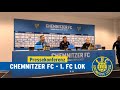 Pressekonferenz nach dem Regionalligaspiel beim Chemnitzer FC am 12.05.2023