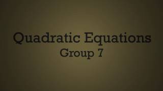 Quadratic equation and formula in the ...