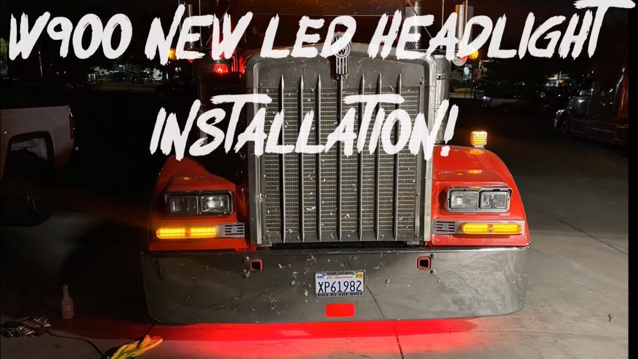 Kenworth w900 LED headlight install + drive YouTube