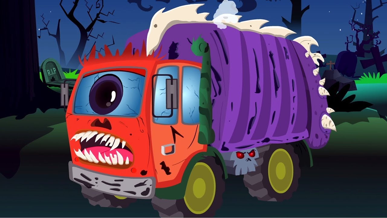  truk sampah  yang menakutkan cuci mobil Halloween Video 