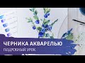 Акварель для начинающих. Подробный урок по ботанической иллюстрации. Черника акварелью.