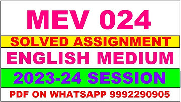 mev 024 solved assignment 2023-24 | mev 24 solved assignment in english 2024 | mev 24 2024