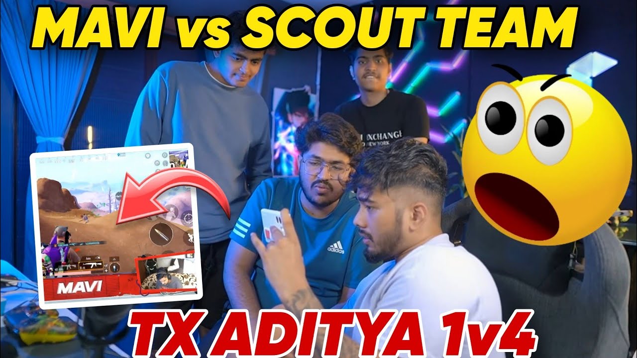 MAVI vs SCOUT team 😱 Aditya 1v4 😳 - YouTube