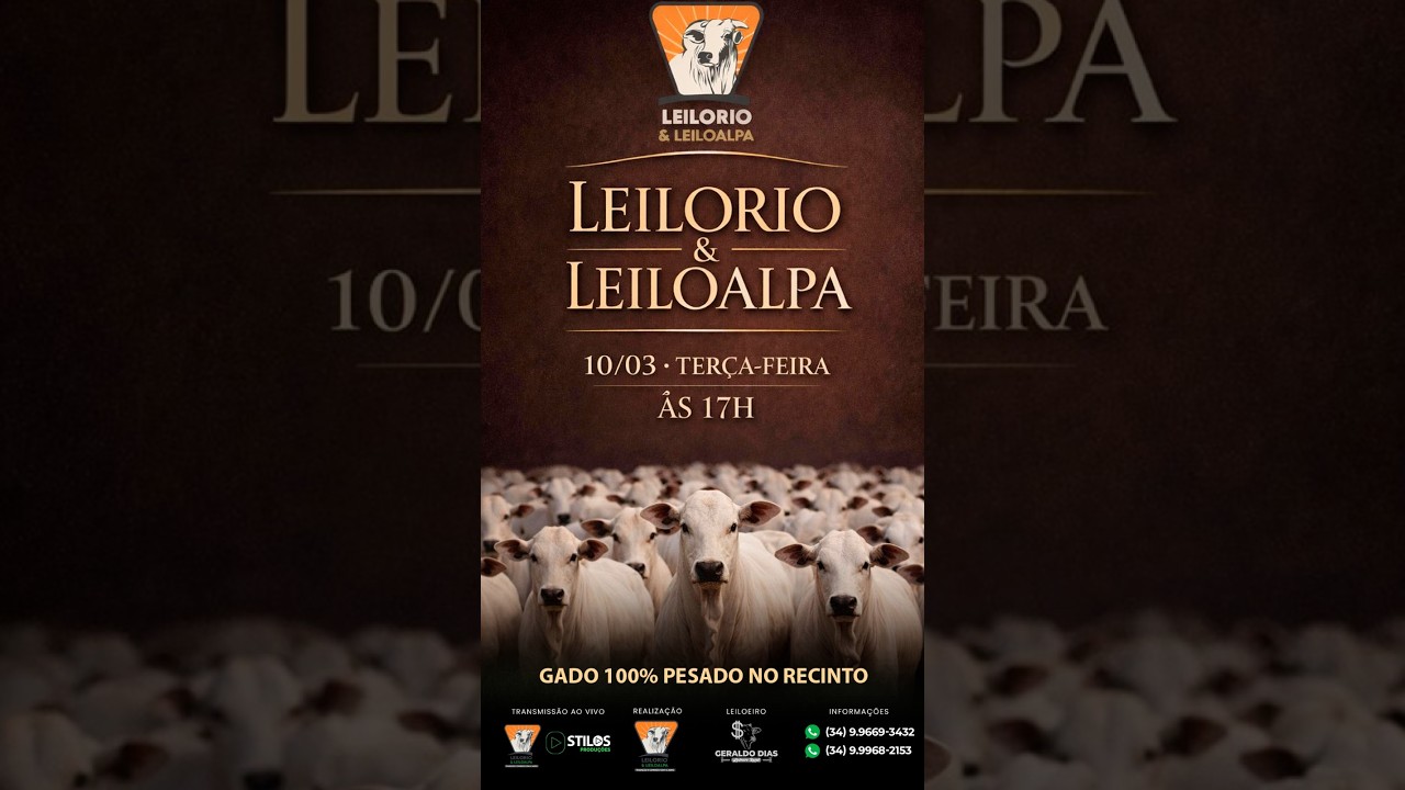 LEILÃO MISTO  10/03/2026 - LEILO RIO & LEILO ALPA - RIO PARANAÍBA-MG