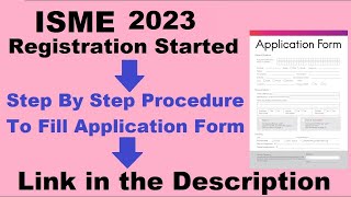 Isme 2023 Registration Started - How To Fill Isme 2023 Application Form