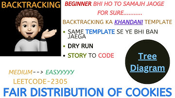 Fair Distribution of Cookies | Khandani Backtracking Template | Leetcode-2305 | Explanation | Coding