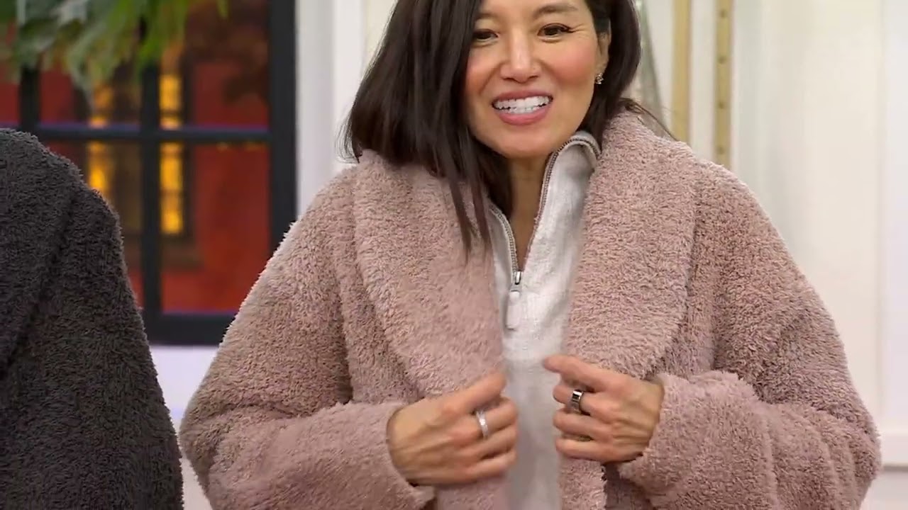Barefoot Dreams CozyChic Shearling Button Front Jacket on QVC 