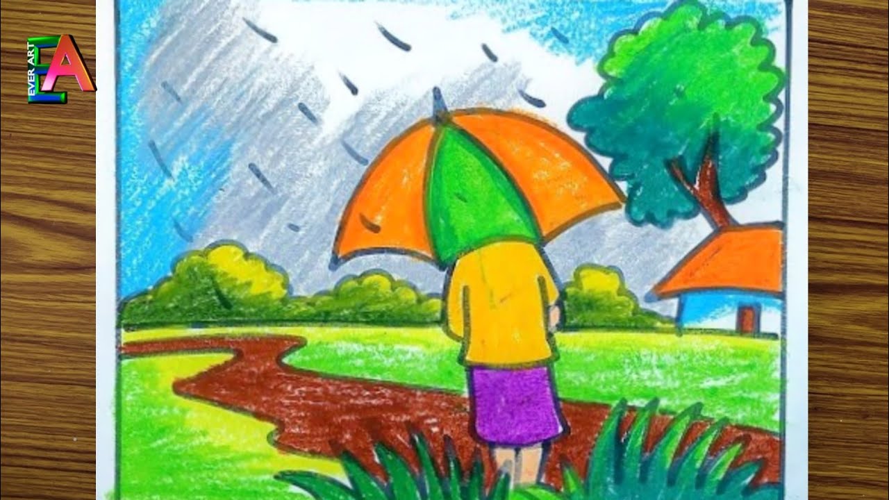 rainy season drawing pictures for kids