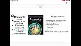 Three-Dimensional Cartesian Coordinate System (Section 8.6)