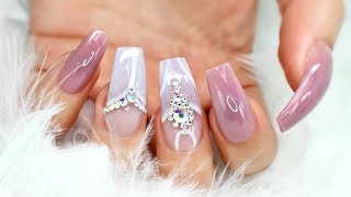How To: GORGEOUS Acrylic Coffin Mauve Nails