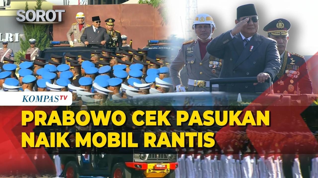Momen Prabowo Cek Pasukan HUT Bhayangkara ke-80 dari Atas Mobil Rantis ...
