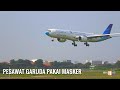 Pesawat Garuda Indonesia Pakai Masker Landing dan Take Off di Bandara Soekarno-Hatta Jakarta