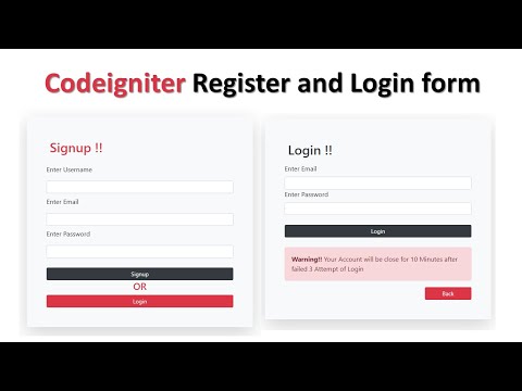 codeigniter 3-4 registration and login | codeigniter login and registration with session