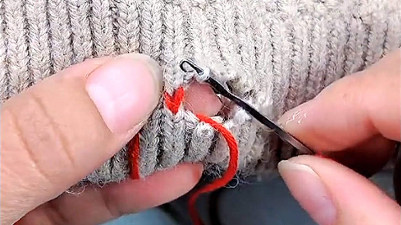 How to Invisibly Repair a Hole in a Knit Sweater at Home - YouTube