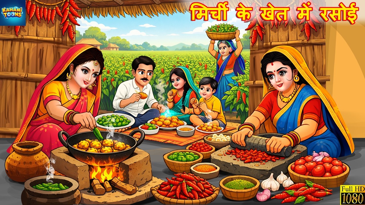 मिर्ची के खेत में रसोई | Hindi Kahani | Hindi Cartoon | Moral Stories | Cartoon Video |Kahani |Story