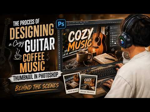 The Process of Designing a Cozy Guitar Coffee Music Thumbnail in Photoshop | Behind the Scenes