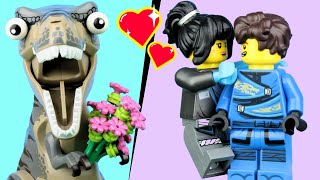 Lego Jurassic World Stop Motion | T-Rex and Ninja Valentines Day! | Ninjago | Reptibian Bricks