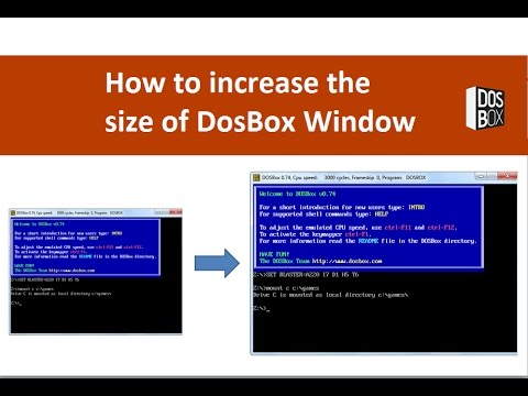 How to increase the size of dosbox window, change the size, screen resize, resolution, font size
