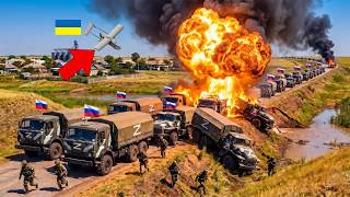 Ukraine TRAPPED Russia's 30-Truck Ammo Convoy on a Causeway Behind the Front — Then BLEW IT UP
