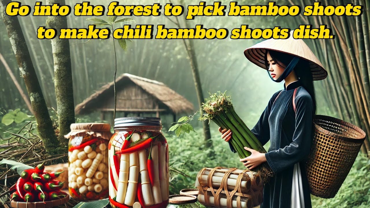Go into the forest to pick bamboo shoots to make chili bamboo shoots ...