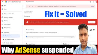 Why AdSense Account Suspended | fix AdSense Account problem | Recover Suspended AdSense Account