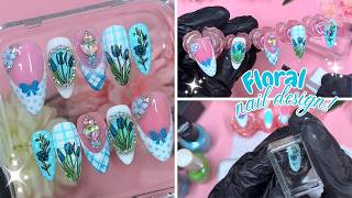 My Prettiest Floral Nail Design Yet! 🌸💅 Step-by-Step Nail Art Tutorial