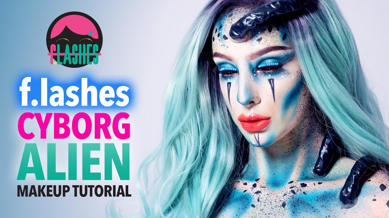 Flashes LED Lashes Cyborg Alien Makeup Tutorial YouTube