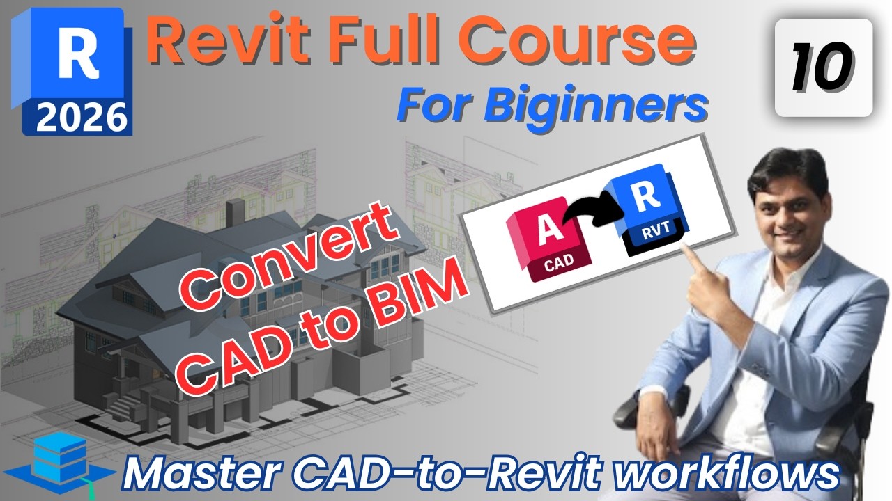 #10 Revit 2026 Tutorial for Beginners | Start Modeling from CAD | CAD ...