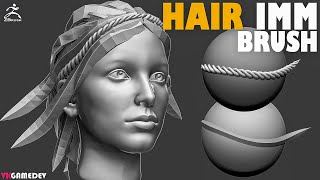 Hair IMM Brush Preview. How to sculpt hair in Zbrush