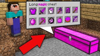 Minecraft NOOB vs PRO: WHO LEFT THIS LONG MAGIC CHEST UNDER NOOB HOUSE? Challenge 100% trolling