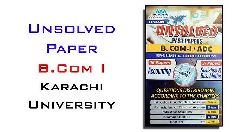 Ten Year Unsolve BCom Part 1 Karachi | Unsolved B.Com Part I Karachi University | B.Com part I