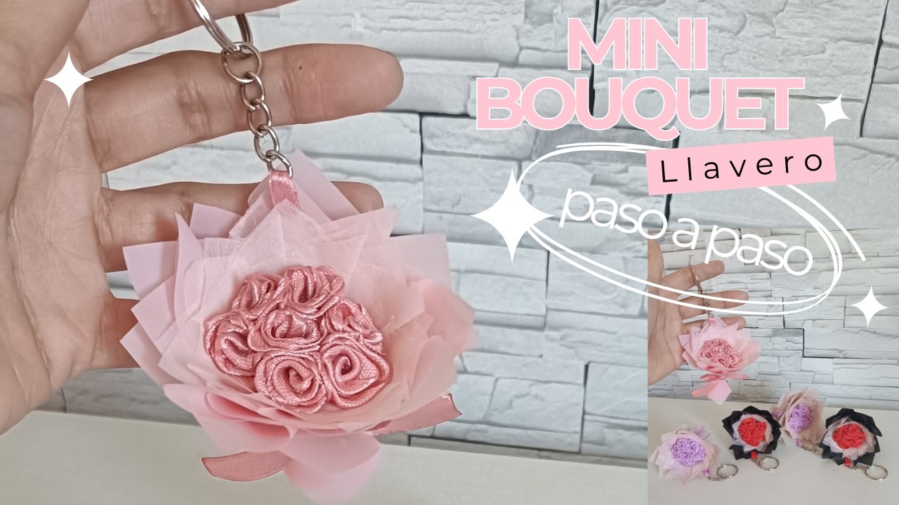 Como hacer un mini ramo con listón (MINI LLAVERO)