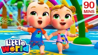 Running Through a Waterpark Splash Tunnel | Kids Songs & Nursery Rhymes by Little World