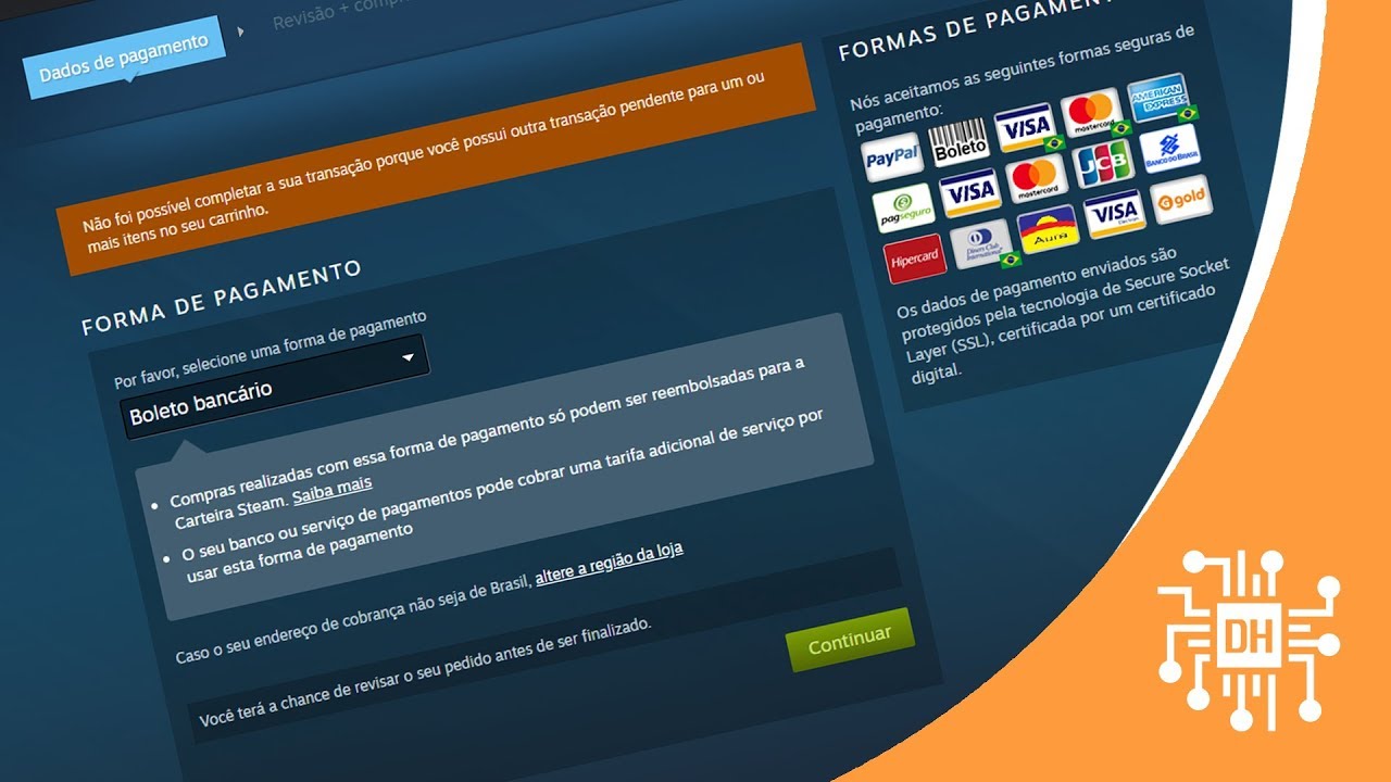 Erro na steam Não consigo comprar - Resolvido 