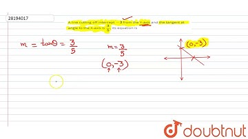 A line cutting off intercept `-3` from the Y-axis and the tangent at angle to the X-axis is `(3)/(5)