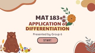 MAT183 VIDEO ASSIGNMENT | APPLICATION OF DIFFERENTIATION (APPLIED MAXIMUM AND MINIMUM PROBLEMS )
