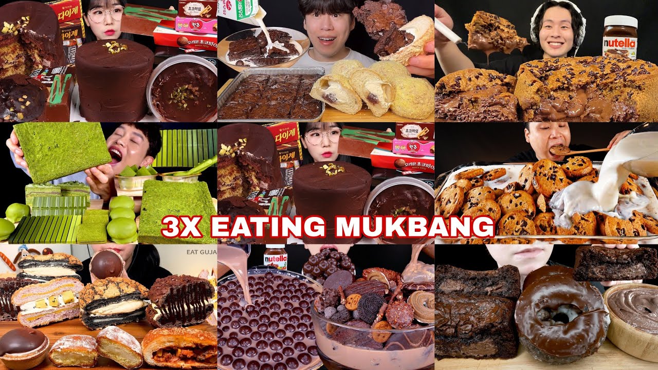 3X SPEED EATING CHOCOLATE DESSERT MUKBANG COMPILATION | SATISFYING BIG BITES 01