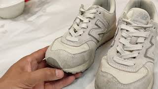 New Balance White suede sneakers cleaning