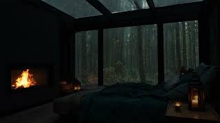 🌧️ Quiet Cabin Fireplace in the Rain 🔥 | Warm Sounds to Drift Away & Relax
