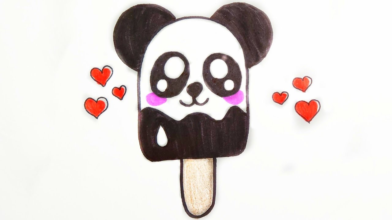 HOW TO DRAW A CUTE PANDA ICE CREAM DRAWINGS FOR KIDS AND TODDLERS
