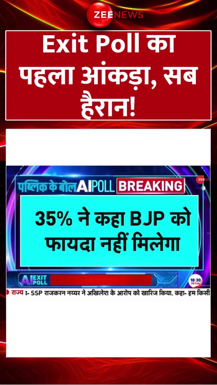 #shorts : Exit Poll का पहला आंकड़ा, सब हैरान! #DelhiElection2025AIExitPoll #delhiexitpoll #Zeenia