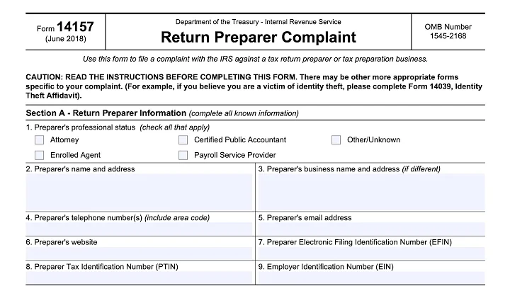 IRS Form 14157 walkthrough (Return Preparer Complaint)