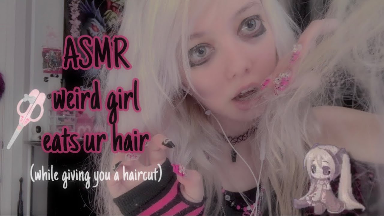 ASMR weird girl eats your hair while giving you a haircut!💇🏼‍♀️🩷(layered mouth sounds) pt.4