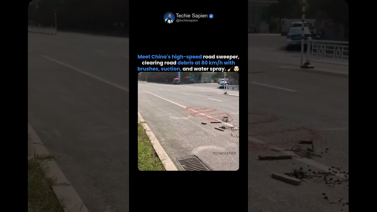 China's High-Speed Road Sweeper Cleans Highways At 80 km/h In Seconds 🚛🧹🤯