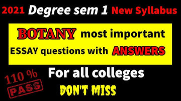 2021 Deg sem 1 BOTANY important questions with ANSWERS for all colleges VSK
