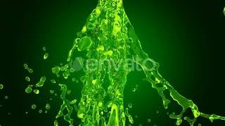 Green Water Splash And Pouring | Motion Graphics - Envato elements